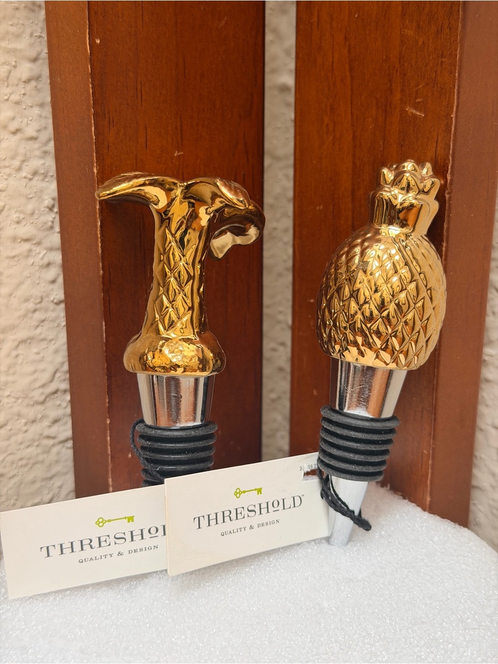 Threshold Gold Pineapple and Floral Bottle Stoppers (Set of 2)